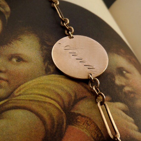 Antique LOVE Token Bracelet Engraved ANNA 1874 H … - image 6