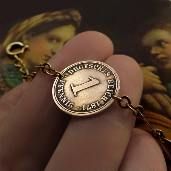 Antique LOVE Token Bracelet Engraved ANNA 1874 H … - image 1