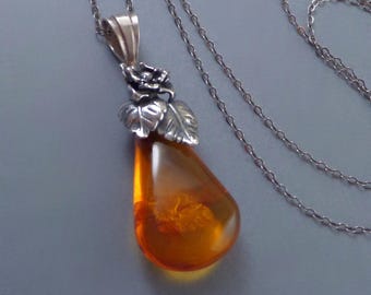 VENTE collier de pierres précieuses roses véritables, pendentif vintage en forme de larme fossilisée, cadeau pour elle