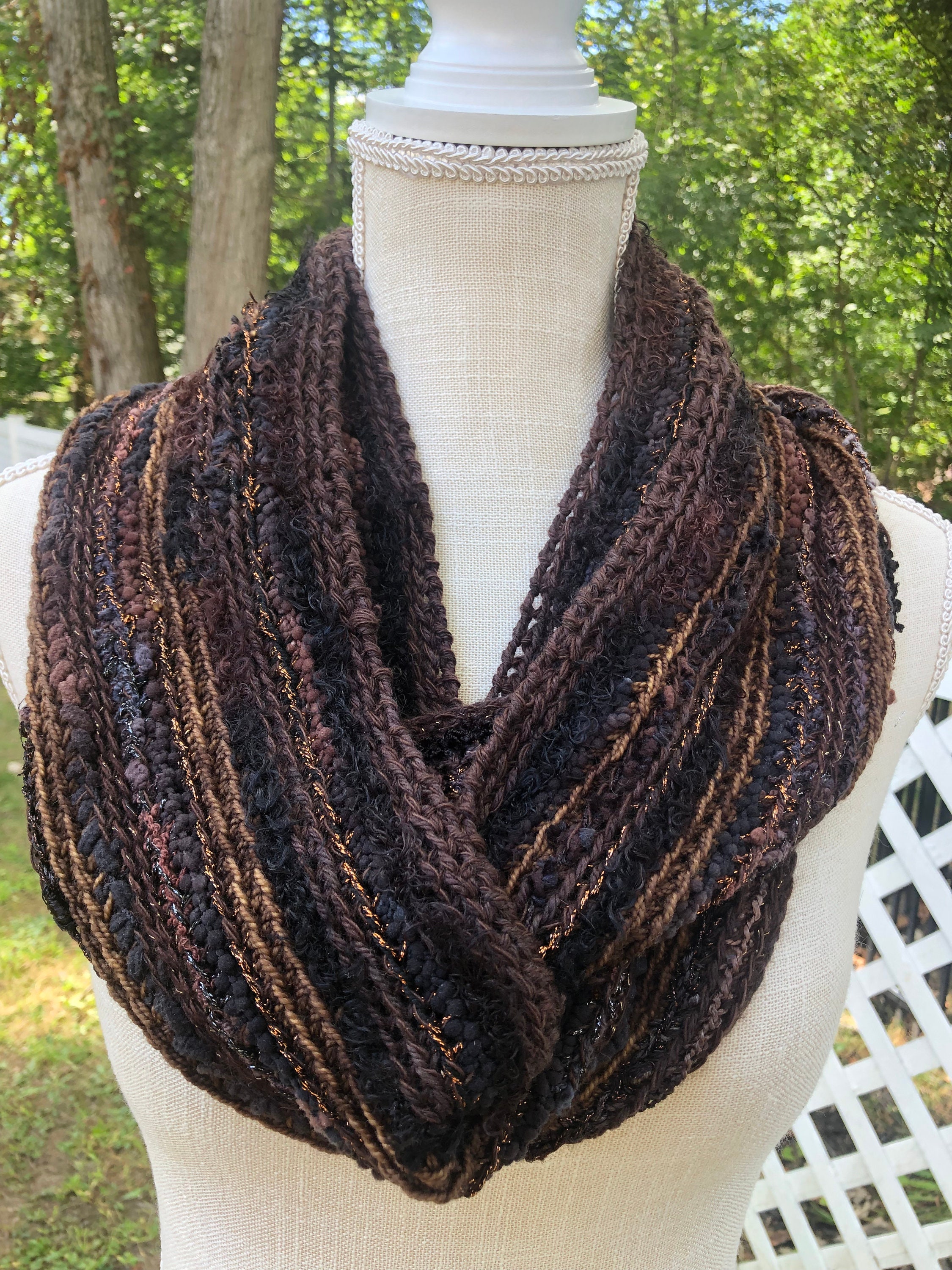 Chocolate Brown Prism Yarn Infinity Scarf - Etsy