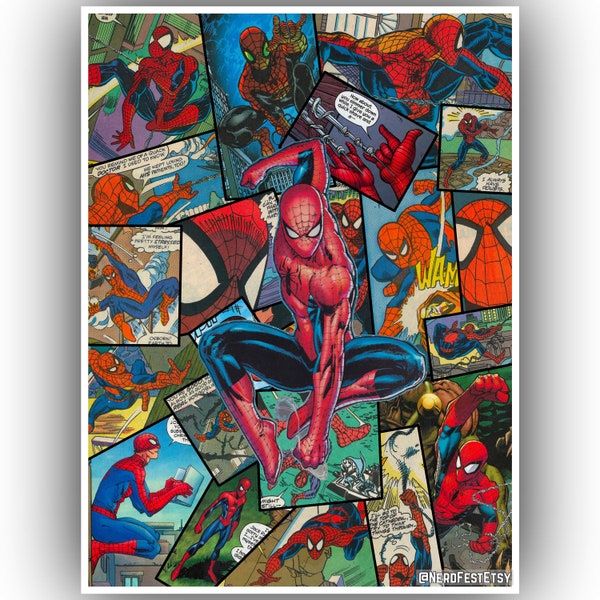 PRINT 9inX12in Spidey Comic Collage