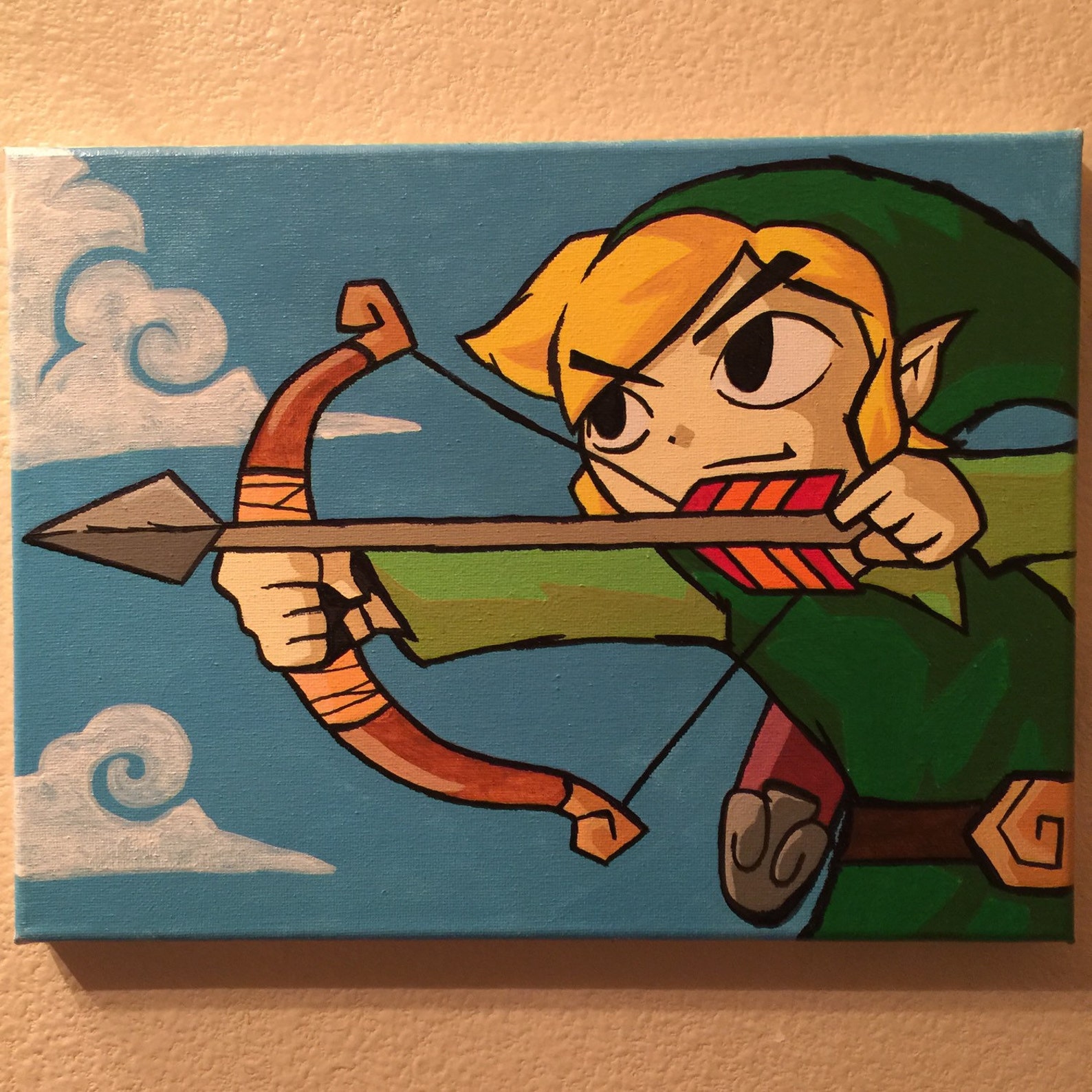 Link 9inX12in Canvas Painting Legend of Zelda Etsy