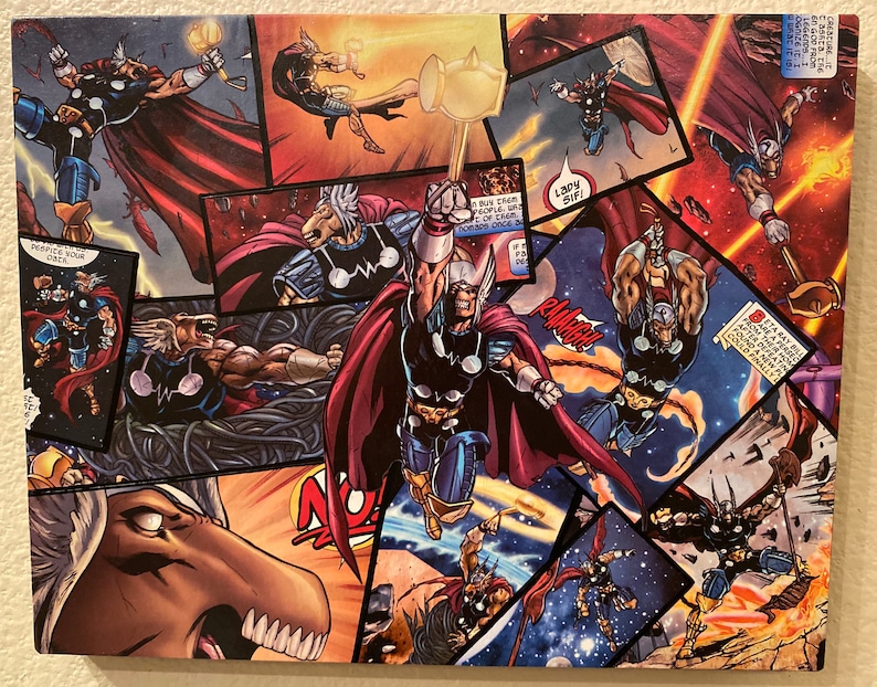 8inX10in Beta Ray Wood Comic Collage