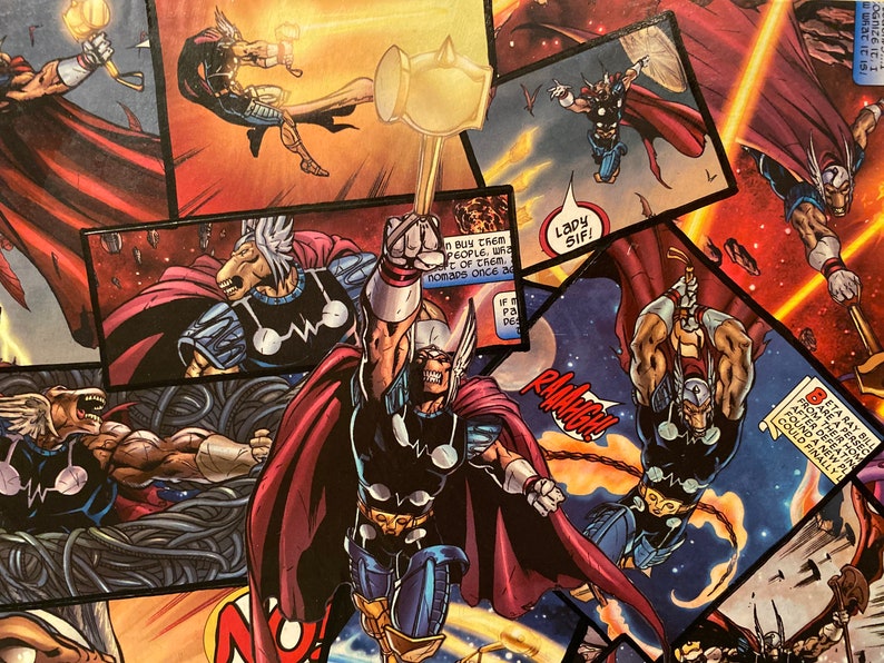 8inX10in Beta Ray Wood Comic Collage