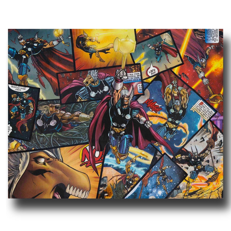 8inX10in Beta Ray Wood Comic Collage
