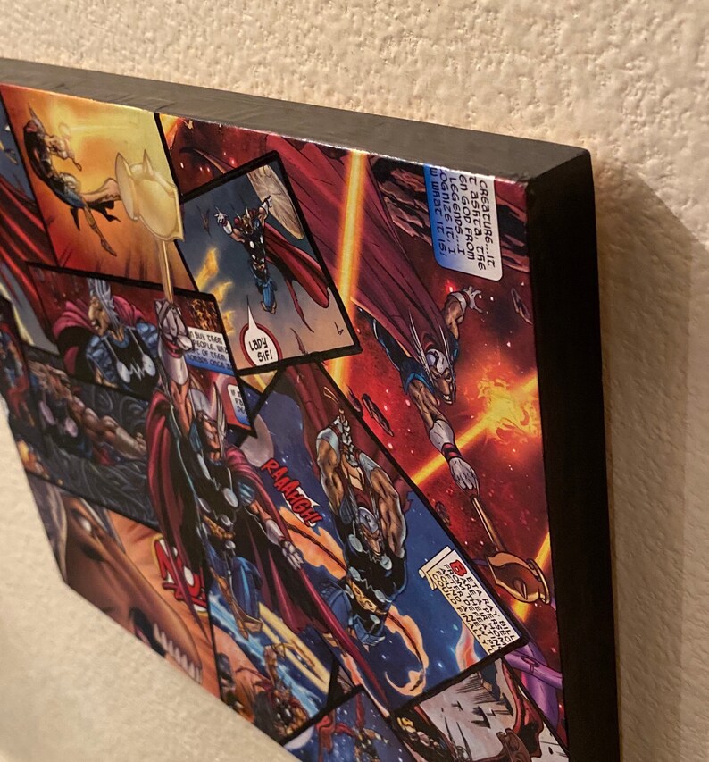 8inX10in Beta Ray Wood Comic Collage