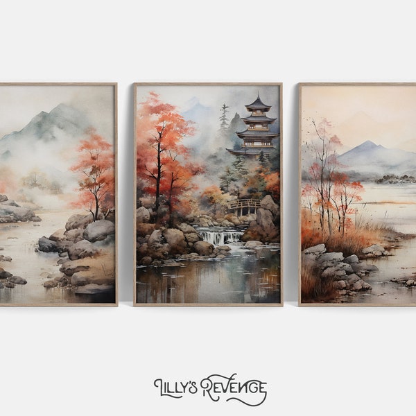 Printable Japandi Wall Art 3 Piece Gallery Wall Set Sage Green Wall Art Japandi Wall Decor Nature Wall Art Japanese Art DIGITAL DOWNLOAD