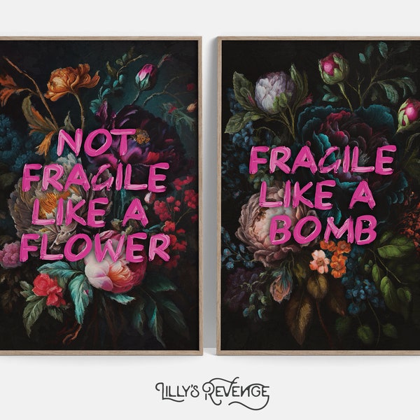 Altered Art Print Jewel Tone Dark Floral Wall Art Maximalist Painting Quote Feminist Wall Art Alter Vintage Dark Botanical DIGITAL DOWNLOAD