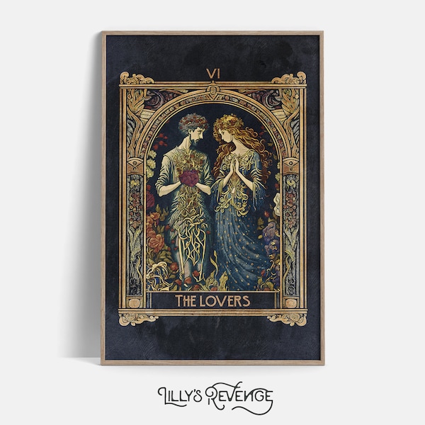 Printable Tarot Card The Lovers Art Print Tarot Wall Art Mystical Wall Art Tarot Home Decor Witchy Printable Wall Art DIGITAL DOWNLOAD