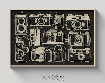 Retro Camera Wall Art Print, Vintage Photography Wall Decor, Film Camera Poster, Camera Wall Art, Gift for Photographers | Digital Download