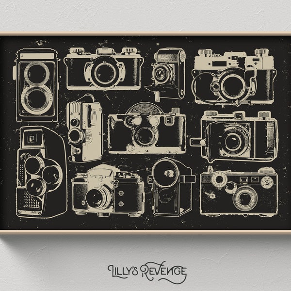 Retro Camera Wall Art Print, Vintage Photography Wall Decor, Film Camera Poster, Camera Wall Art, Gift for Photographers | Digital Download