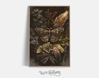 Goblincore Decor Dark Academia Moth Sage Green Wall Art Dark Cottagecore Decor Goth Wall Art Witchy Wall Art DIGITAL DOWNLOAD