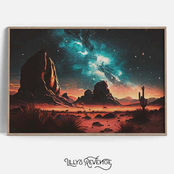 Starry Night Sky Painting, Milky Way Wall Art, Desert Night Sky, Desert Sky Wall Art, Starry Night Print | DIGITAL DOWNLOAD