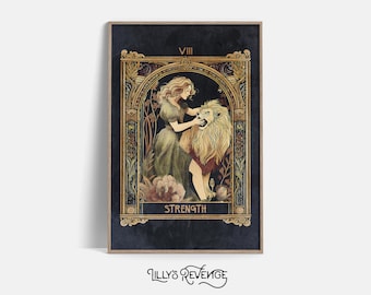 Printable Tarot Card Strength Art Print Tarot Wall Art Mystical Wall Art Tarot Home Decor Witchy Printable Wall Art DIGITAL DOWNLOAD