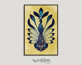 Art Nouveau Peacock Art Print Peacock Wall Art Nouveau Wall Art Peacock Home Decor Peacock Print Printable DIGITAL DOWNLOAD