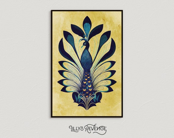 Art Nouveau Peacock Art Print Peacock Wall Art Nouveau Wall Art Peacock Home Decor Peacock Print Printable DIGITAL DOWNLOAD