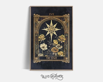 Impresión artística de estrella de la carta del tarot imprimible, arte de pared del tarot, arte de pared místico, decoración del hogar del tarot, arte de pared imprimible de brujas, descarga digital