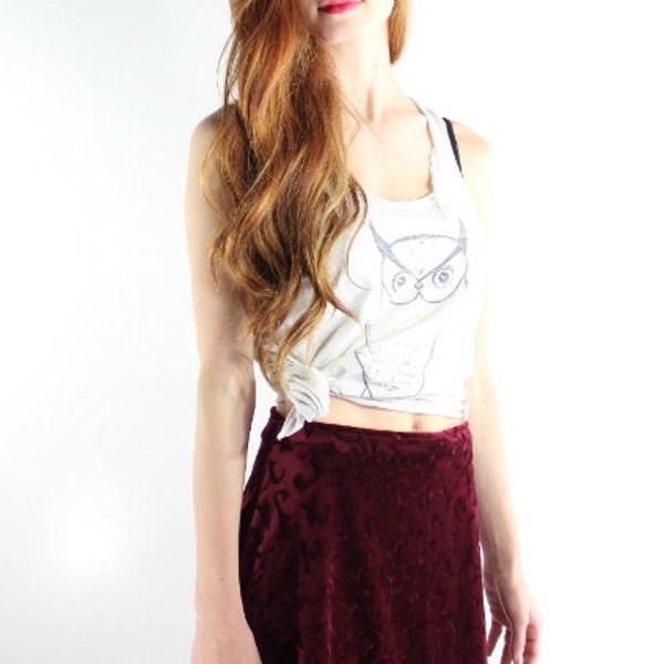 90s Maroon Velvet Skirt Small