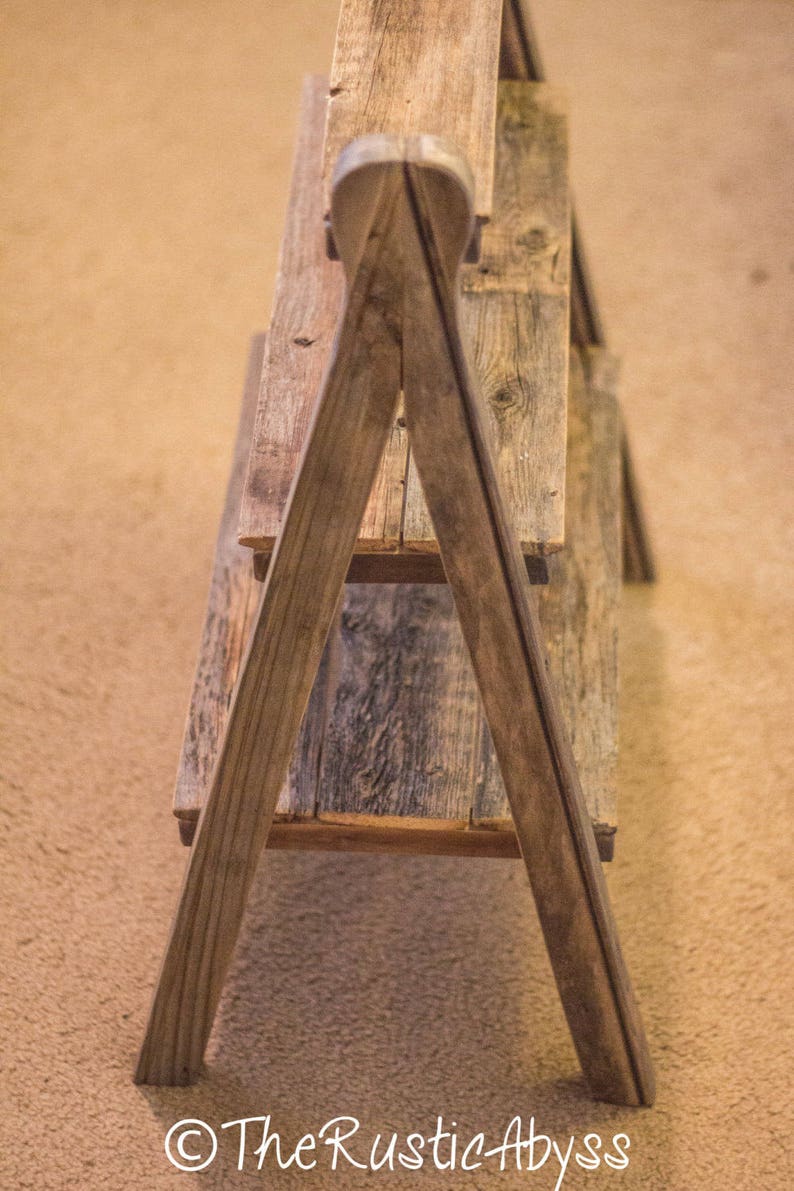 Cupcake Stand Rustic Wood Tiered Ladder WITH BOTTOM SHELF Etsy