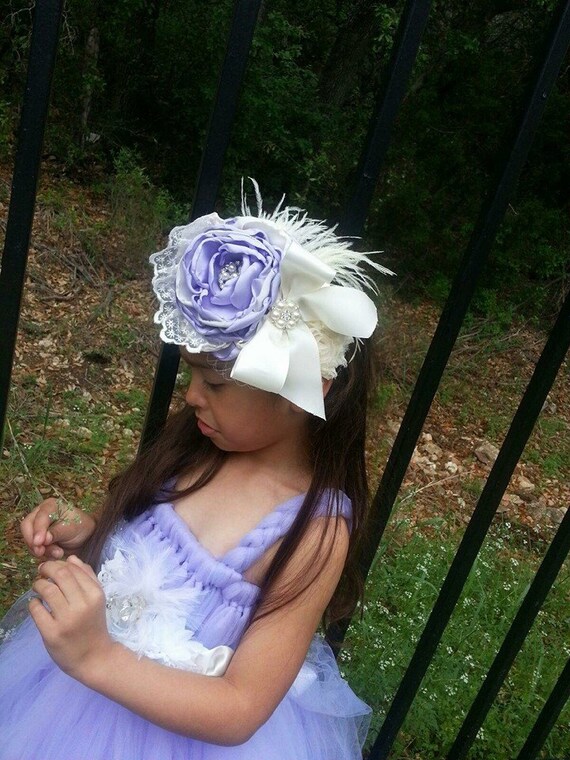 Items similar to Lavender Headband/Couture Headband/Flower Girl