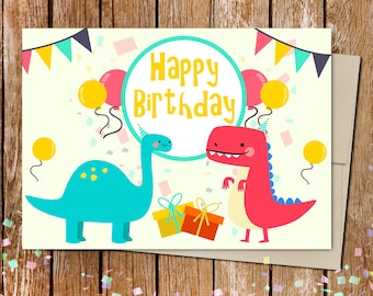 Birthday Dinosaurs, printable birthday cards,birthday printable,,Digital Template,Note Card ,Printable for boy,Happy Birthday Boy,dino