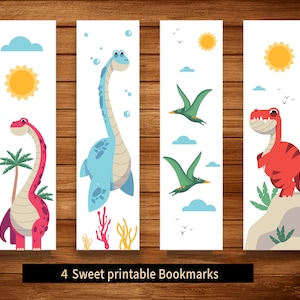 Dinosaur Bookmarks: Printable Kids Bookmark Set (Digital Download)