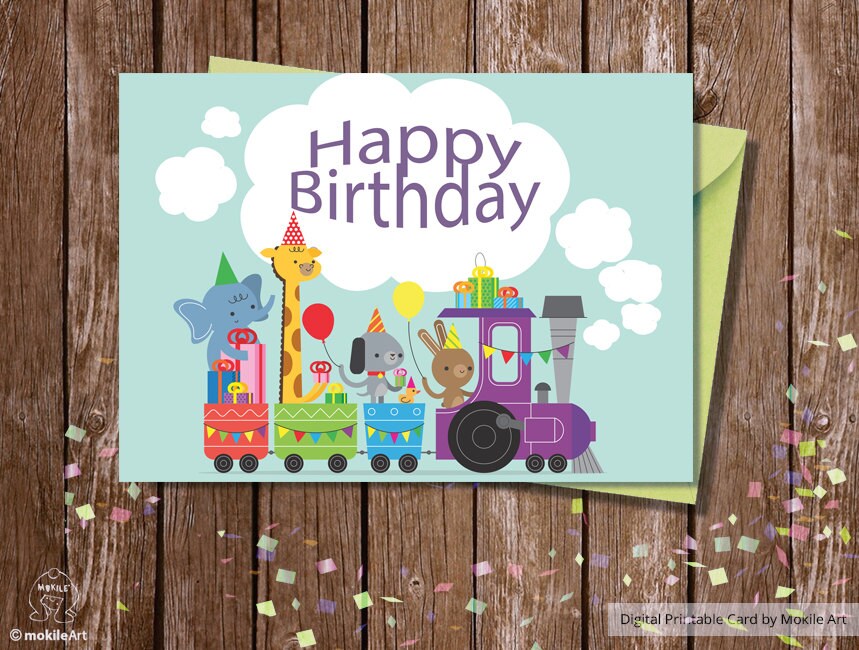 printable birthday cards animals printablesInstant Download | Etsy