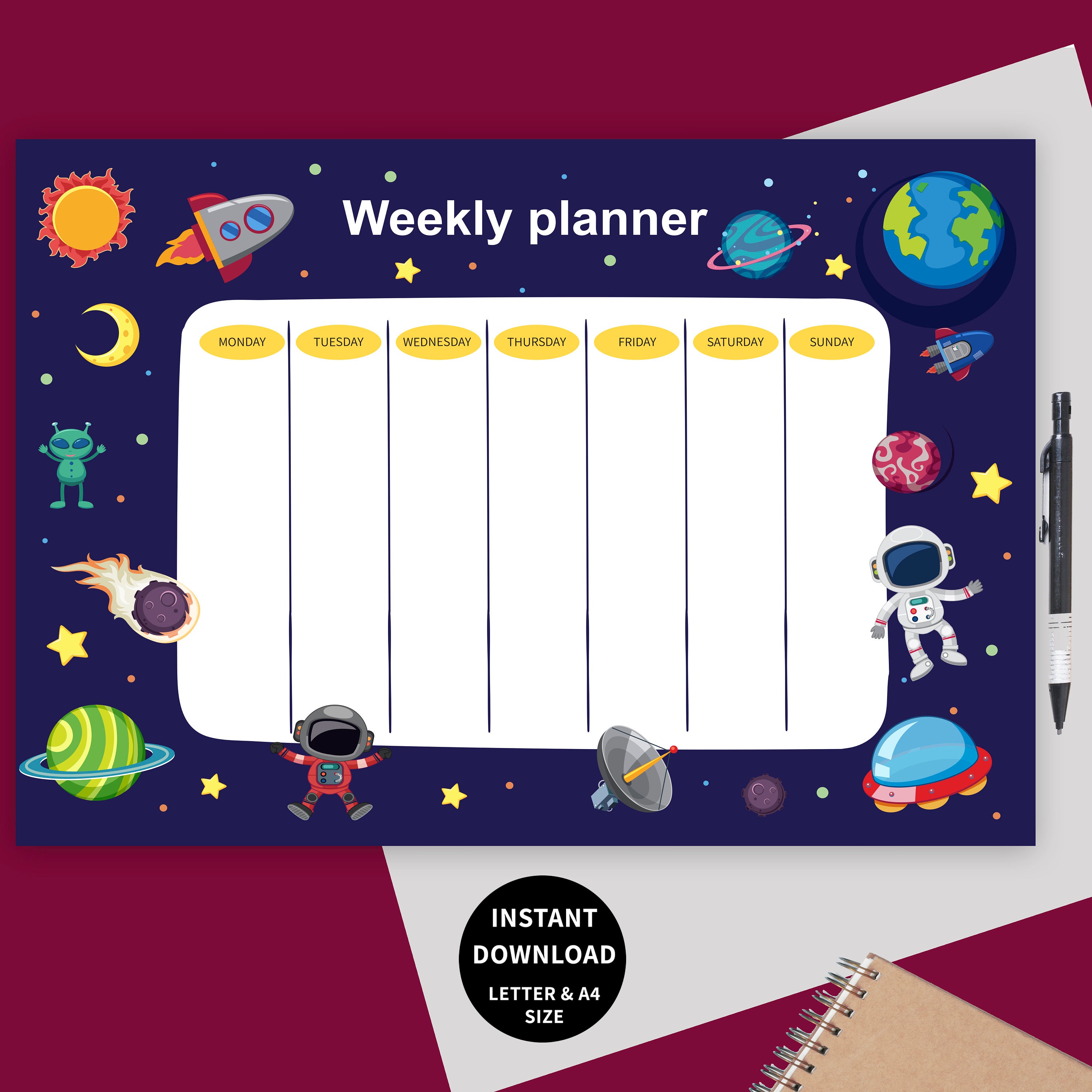 weekly schedule printable