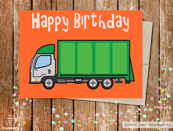 Printable Garbage Truck Cards printable Birthday Cards - Etsy Australia