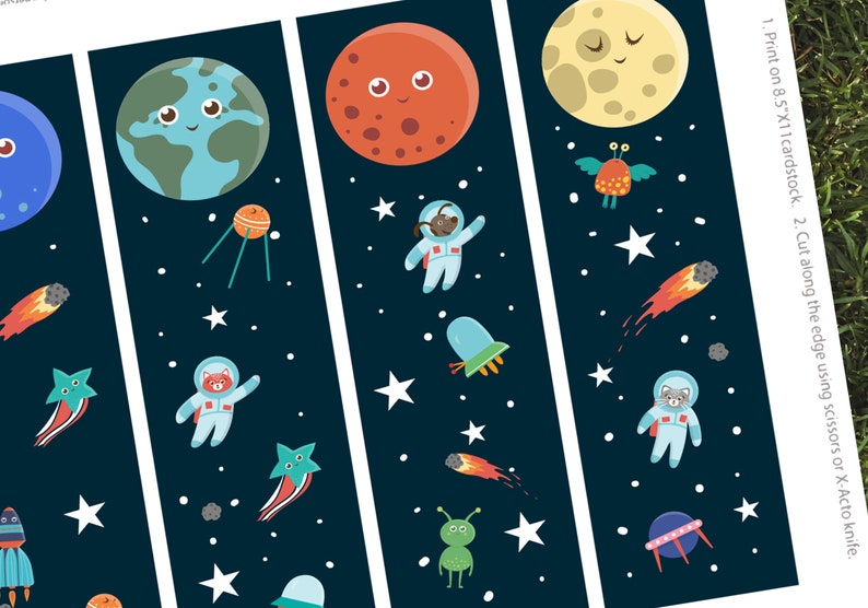 Bookmarks for Kids Bookmarks Template Space Bookmarks Etsy