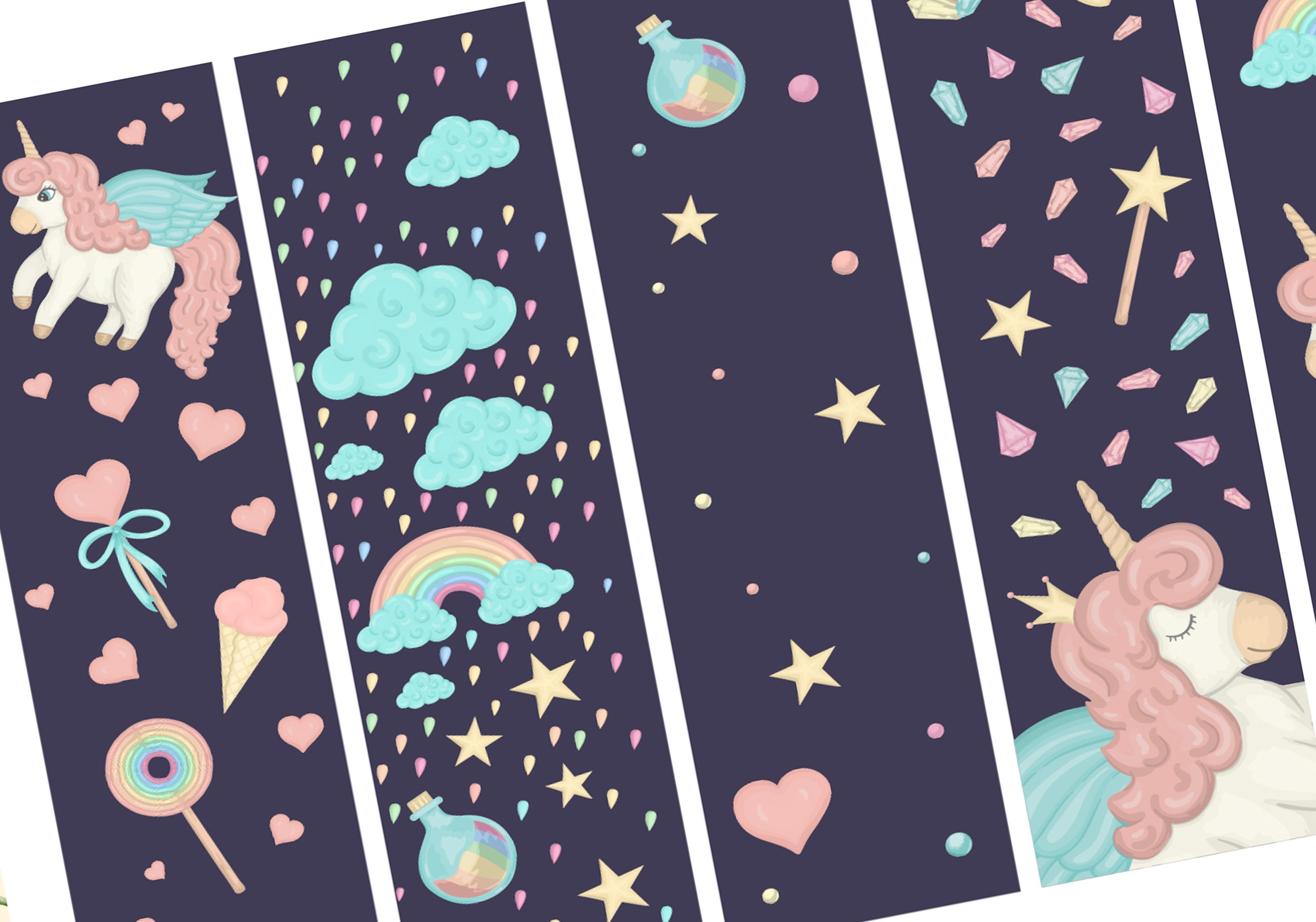 Printable Bookmarks Template Charisms Gift Unicorn - Etsy
