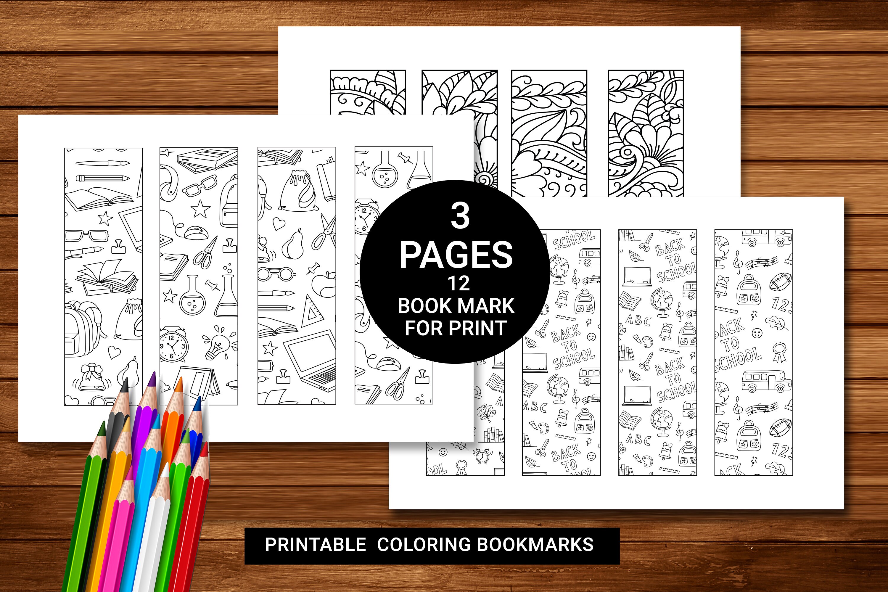 Printable Bookmarks Template, Bookmarks for Kids, Colouring Page ...