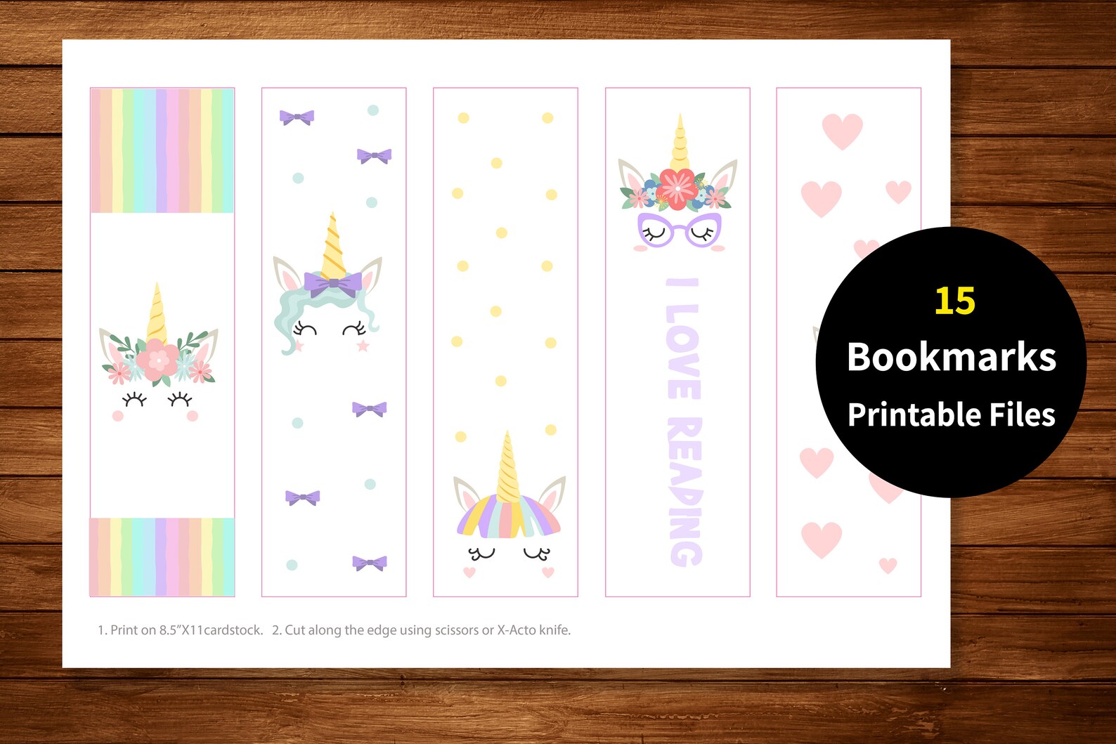 Printable Unicorn Bookmarks, Printable Gift, Printable Bookmarks ...
