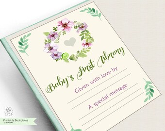 Floral Baby Bookplates: Printable Baby Shower Labels (PDF)