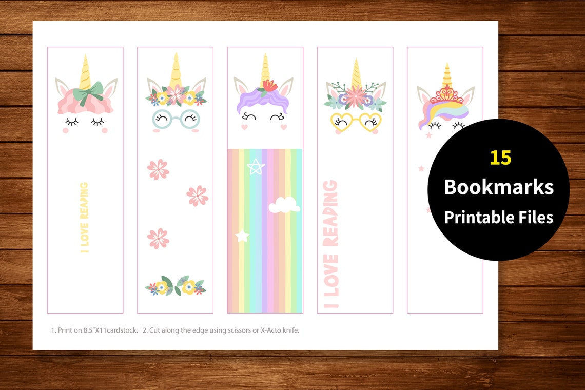 Unicorn Bookmarks: Printable Bookmark Set (digital Download) - Etsy