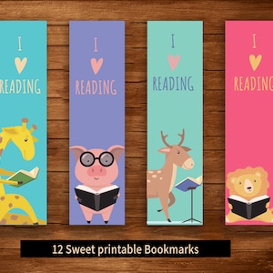 Printable Animal Bookmarks for Kids: Set of 12 (PDF)
