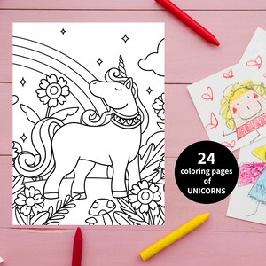 Pagina da colorare di unicorno, pagine da colorare di unicorno magico, perfette per divertimento e relax, compleanno di unicorno, attività per feste, compleanno di ragazze