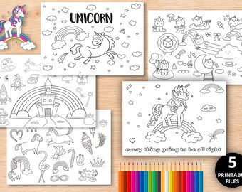 Coloriages licorne : pack d'activités pour enfants (téléchargement imprimable)