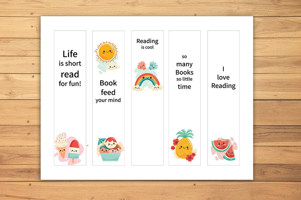 Summer Bookmarks Stickers Printable Download - Etsy