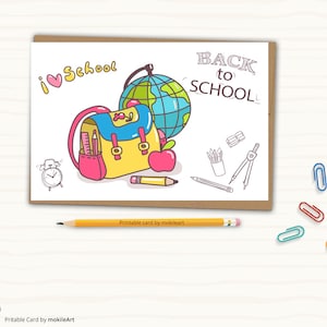 Back to school Printable -school card- printable card- 4"X6" Digital file - Instant download - First day of school card- Inspirational Cards