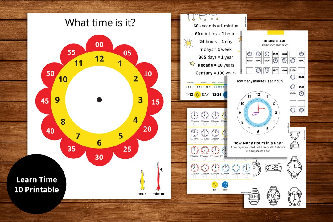 Telling the Time Educational Gamesprintable Clocklearning Etsy