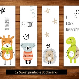 Animals Printable Bookmarks: Kids Bookmark Set (Digital Download)