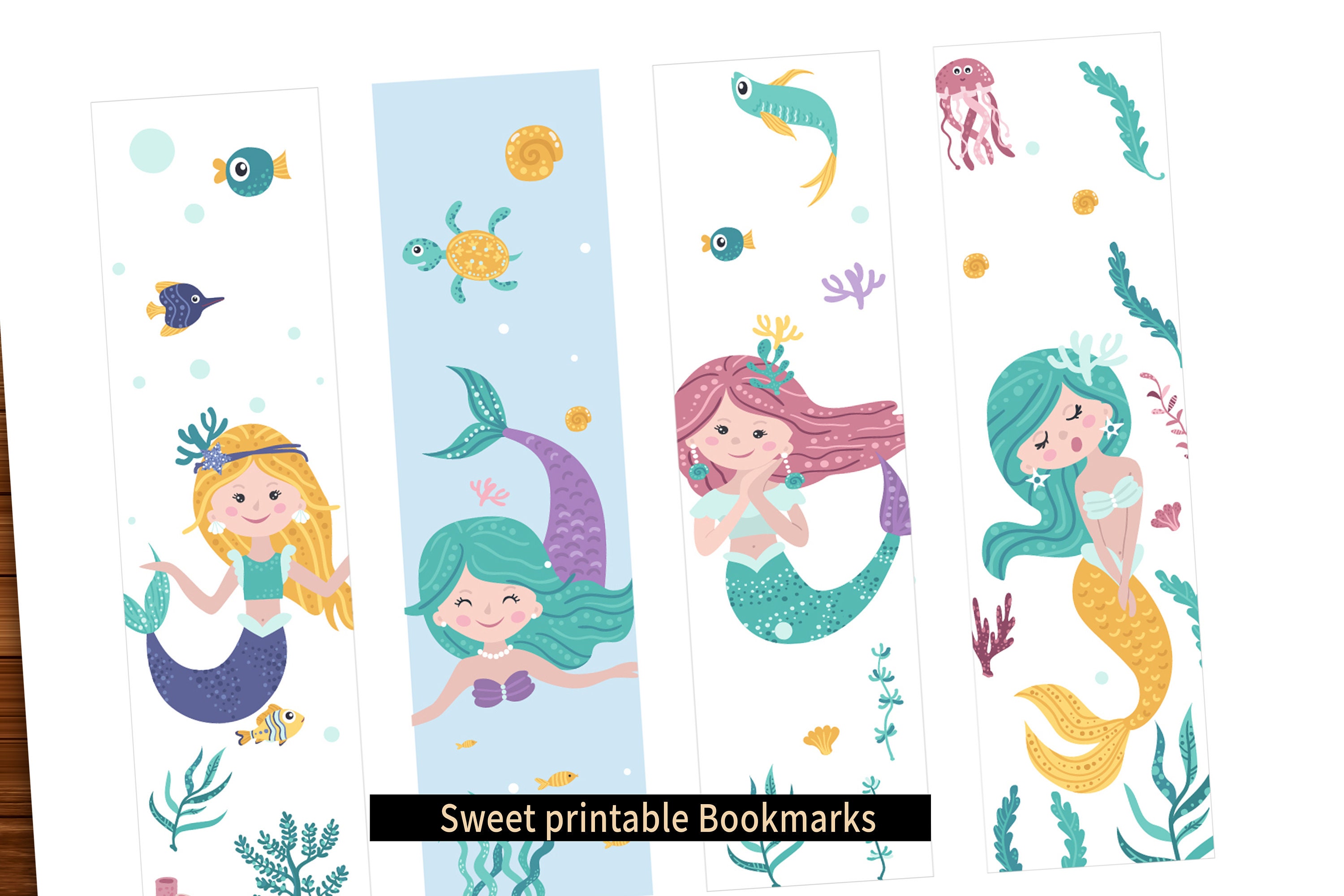 Printable Bookmarks Template mermaids Bookmarks Printable - Etsy España