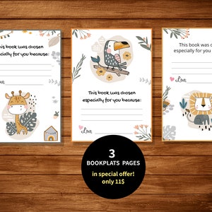Ex-libris imprimable-livre assiettes-ex-libris pour baby shower -3 ex-libris imprimable-boohoo imprimable-ex-libris pour enfants, sur le thème du livre, cadeau