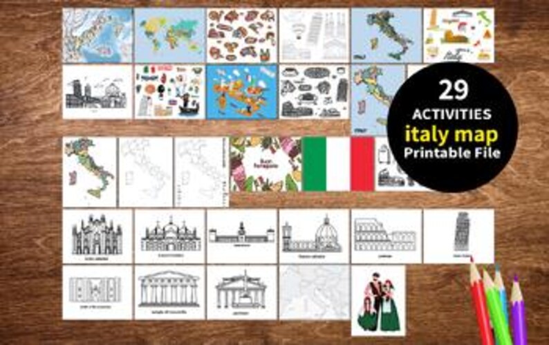 ITALY Map,distance Learning, Coloring Map, Italy Activites, Italy Kids ...