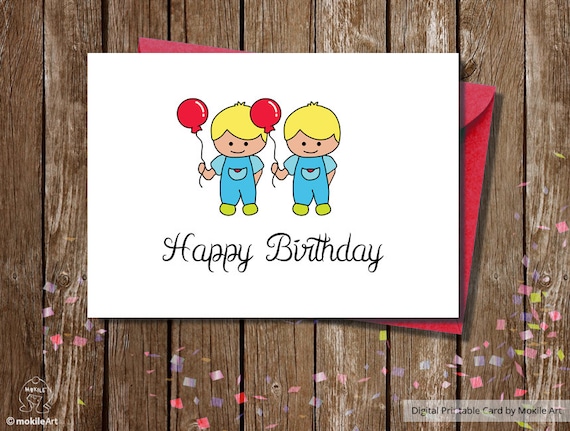 twins birthday cardsBirthday Card for Boys twins.Instant | Etsy