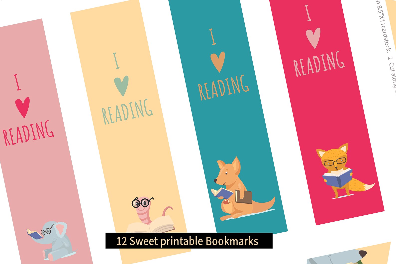 Printable Bookmarks Template, Bookmarks for Kids, Animals Bookmarks