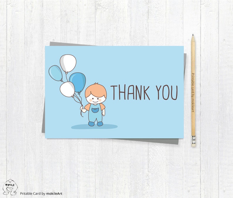 Printable thank you tags for boy Party card INSTANT | Etsy