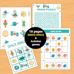 Jogo de bingo | Jogo de festa espacial |Cartas espaciais | Bingo de festa | Bingo para imprimir Jogo I Space Activite I Space sudoku I planilha da semana espacial