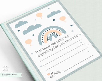Printable Rainbow Bookplate: Baby Shower Library Stickers (PDF)